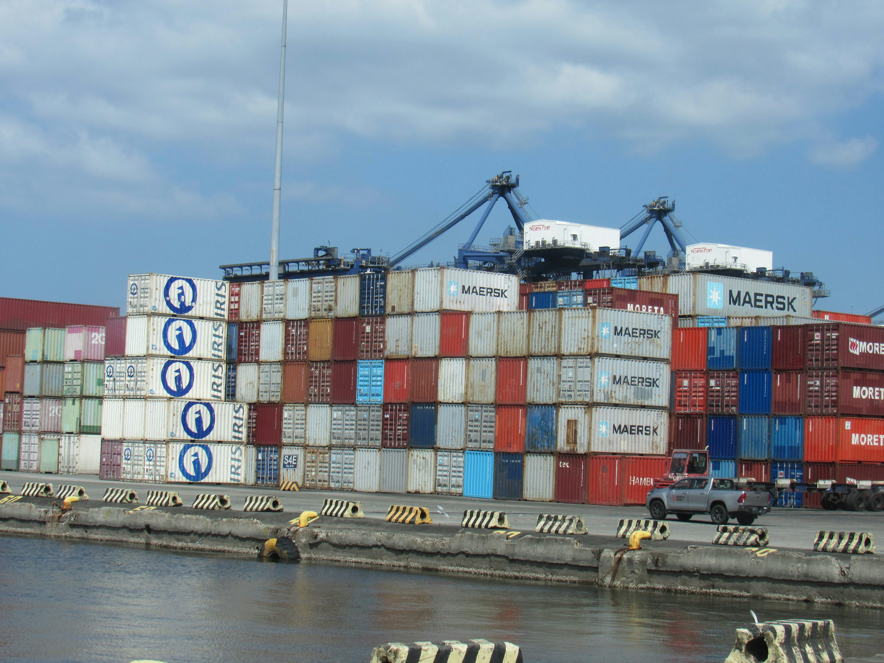 Container ship and cargo at port